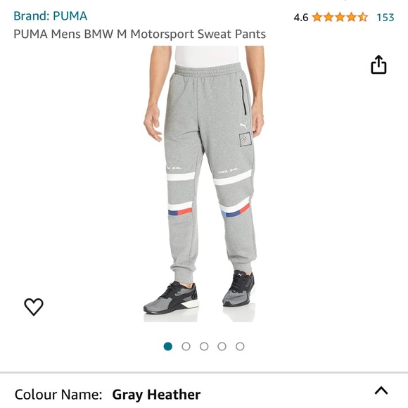 PUMA Mens BMW M Motorsport Sweat Pants Grey - Picture 4 of 7